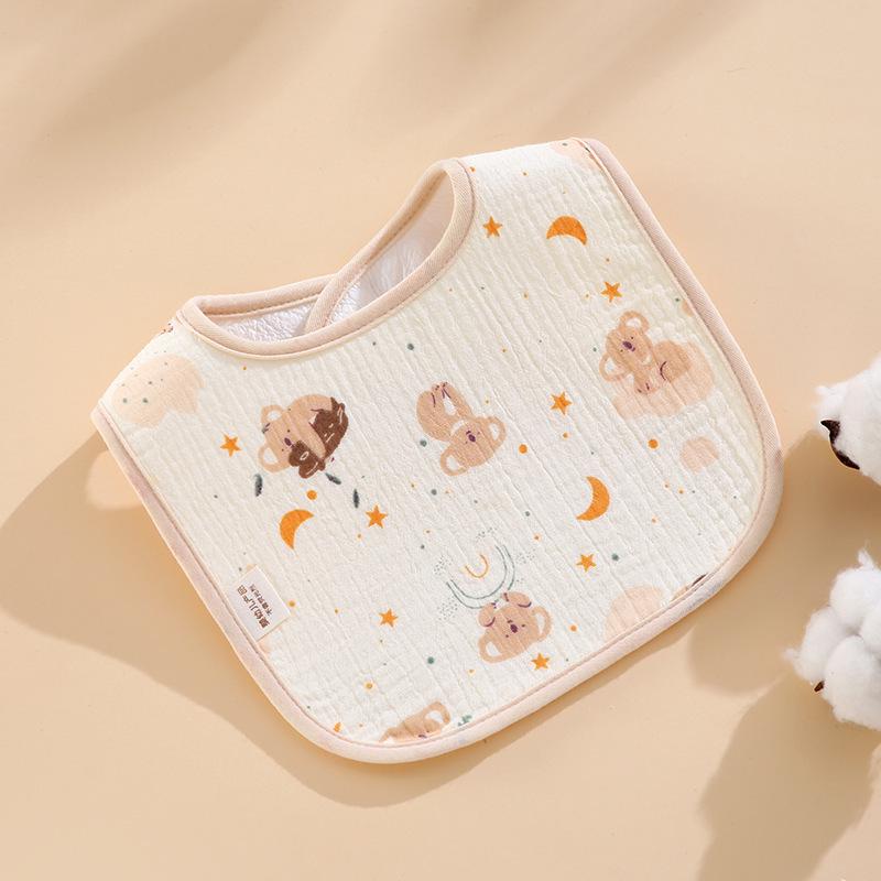 Waterproof U-Shaped Cartoon Baby Drool Bib - Pure Cotton Feeding Bib for Newborns