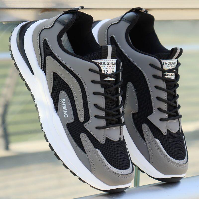 Summer Men's Shoes Spring and Autumn Leather Shoes Men's Mesh Deodorant Wear-resistant Sports Shoes Trend Versatile Casual Trendy Shoes