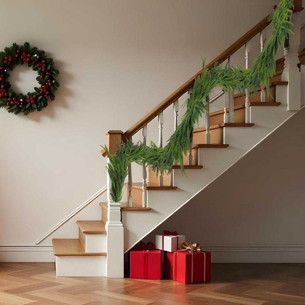 180CM Künstlicher Girlande Weihnachtsdekoration Künstliche Ranke für Heimdeko Grünpflanzenkranz Neujahrsparty Navidad Außenornamente