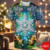 Funny 3D Snowflake Print Men's T Shirt Christmas Casual Loose Short Sleeve Tops Fashion New Year Gift T-Shirts Xmas Clothes Tops