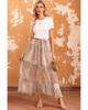 Azura Exchange Flower Print Maxi Skirt with Smocked Waist and Button Slit