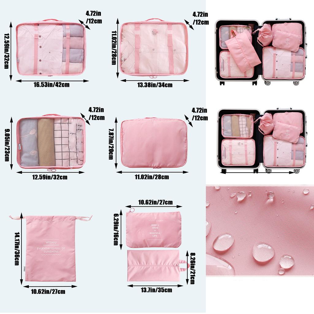 6PCS Waterproof Clothes Storage Bags Packing Travel Luggage Organizer Bag