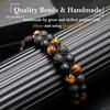 Triple Protection Bracelet for Men Women, Genuine Premium Tiger Eye Black Onyx and Lava Rock 8mm Handmade Bead Bracelet Healing Crystal Protection