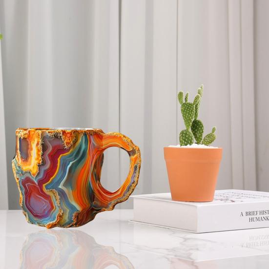 Kaffeetassen Kaffeetasse aus Mineralglas mit Kunstkristallen, 325 ml, Teetasse aus Kunstharz