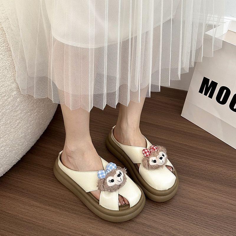 Fashion versatile cartoon bag head drag women's summer wear casual temperament thick bottom women's cool slippers new