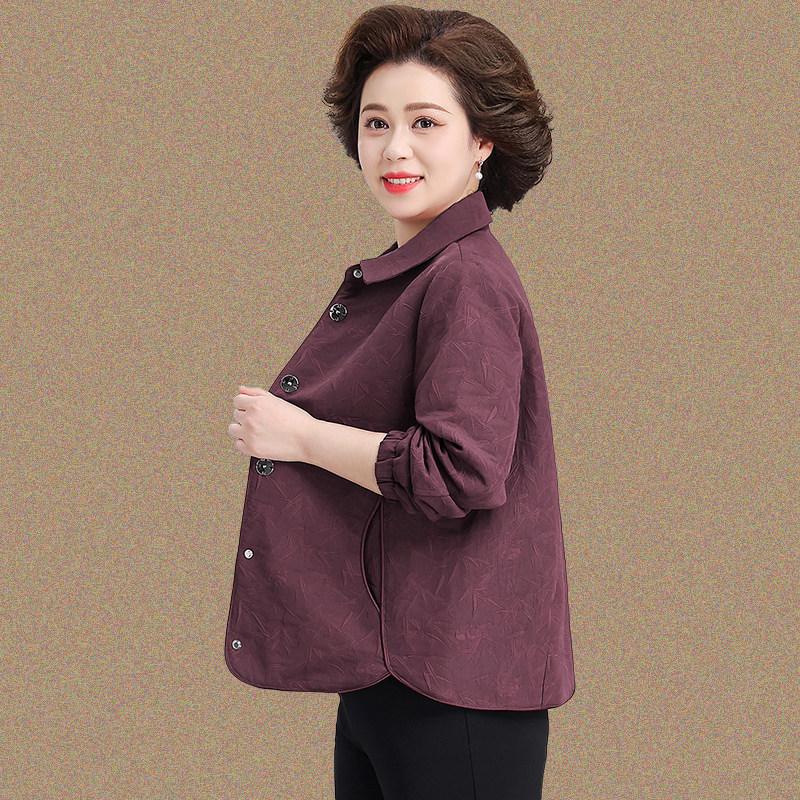 

Spring Jacquard Lapel Jacket for Middle-Aged and Elderly Women - Chinese Style 2026 L (Recommended under 110 jin)