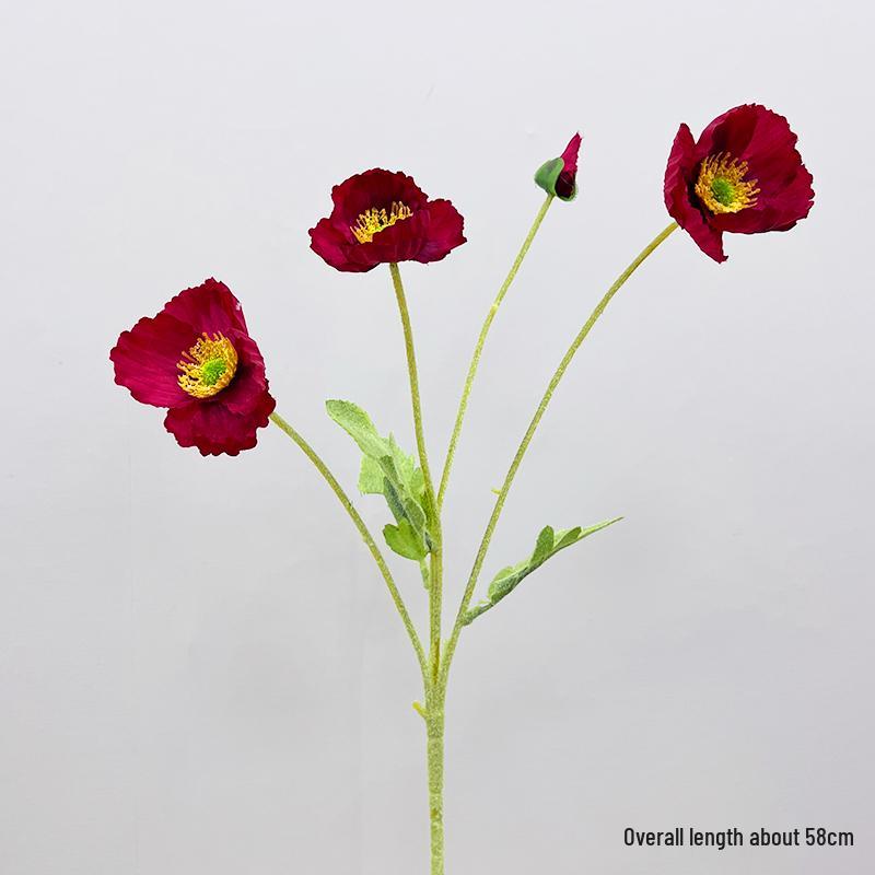 Шелковая композиция из маков для декора гостиной