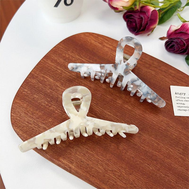 Korean New Fashion 11.5cm Geometric Hollow Hair Clip Simple Marbling Acetic Acid Shark Clip Hair Accessories