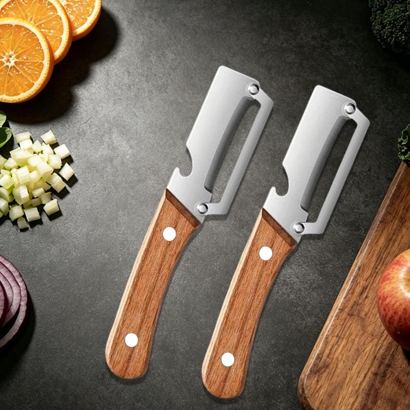 Household Kitchen Peeler Stainless Steel Vegetable Peeler Wooden Handle Peeling and Slicing Fruits and Vegetables Kitchen Tool