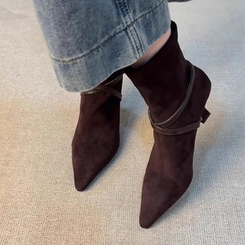 Fashion Ankle Boots for Women High Heels Pointed Toe Fashion Shoes Winter Dress Elegant Pumps 2025 New Designer Luxury Botas De Mujer