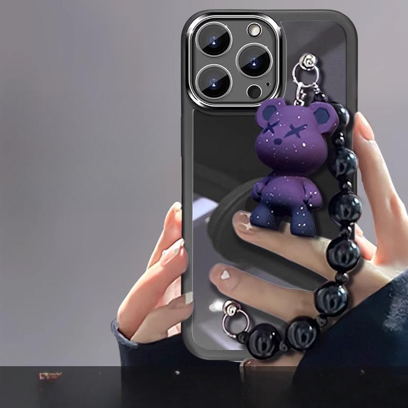 Geeignet für Apple 15 Handyhülle, Transparentes Bärenarmband, IPhone16promax Schutzhülle, 14/13 Modisch
