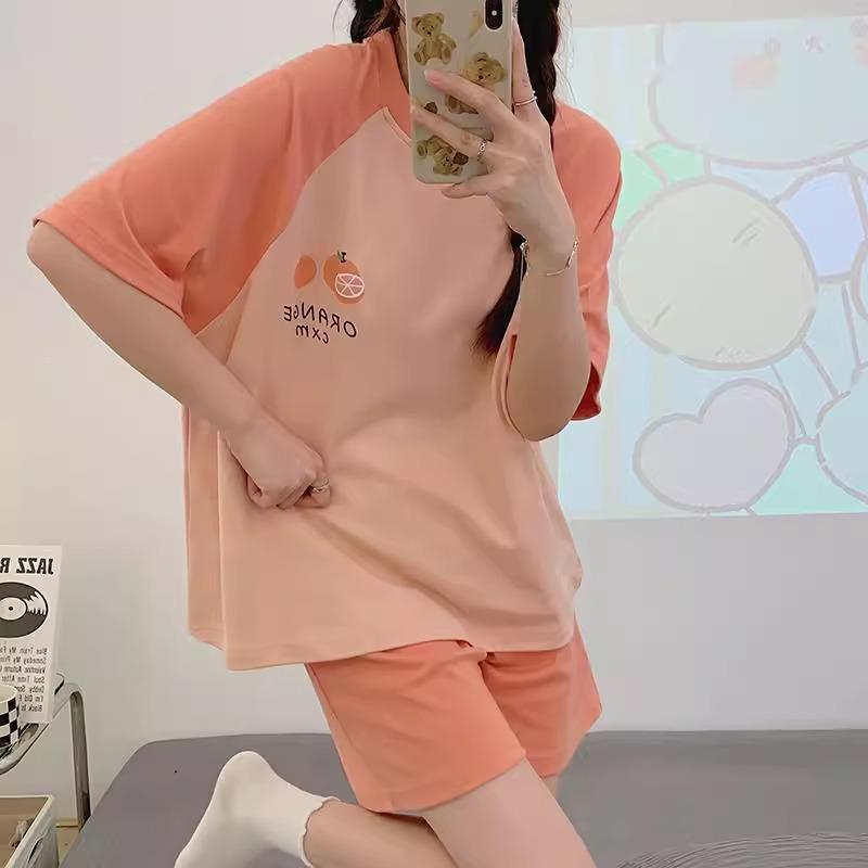 Spring and summer new pajamas women s short-sleeved shorts women s casual sports comfortable loungewear suit M