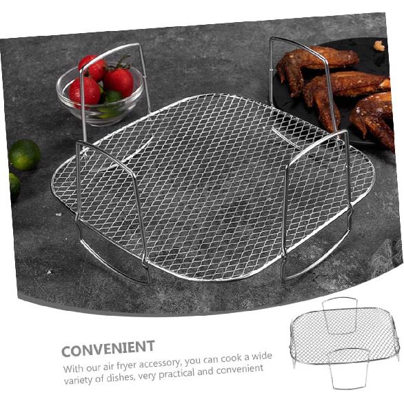 Zerodeko wkładki zaopatrzeniowe kwadratowy stojak na chleb uchwyt stojak do gotowania frytkownicy powietrznej akcesoria do piekarnika frytkownicy powietrznej szablon siatki do grilla stal nierdzewna frytkownica powietrzna grill