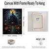 Framed Halloween Ghost Pumpkin Wrap Canvas Printed Poster Including Hanging Hardware Perfect Gift and Home Decor