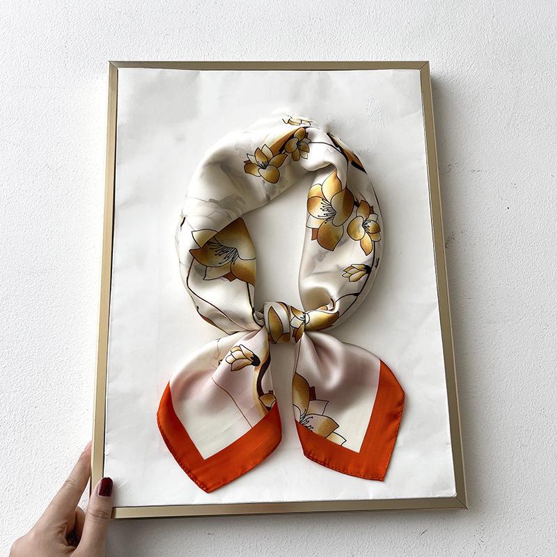 Silk Feeling Scarf Square Satin Head Scarf for Women