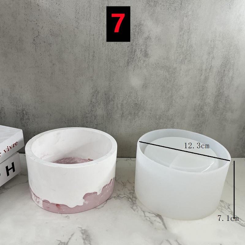 New Round Stripe Candle Jar Silicone Mold DIY Handmade Storage Box Pen Holder Plaster Cement Vase Crafts Casting Mold Home Decor