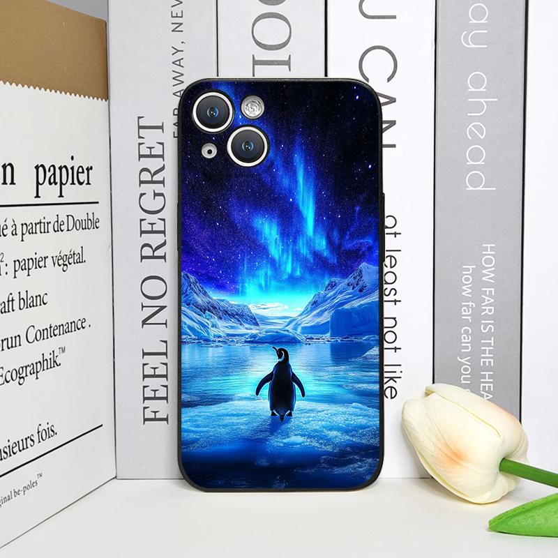 

Creative Art Starry Sky Penguin Oil Painting Phone Case for iPhone 17 16 12 11 14 13 15 Pro Max Mini XS MAX XR 7 Plus Soft Cover iPhone XS Max
