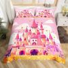 Rainbow Castle Duvet Cover King Queen Kids Girls Cartoon Girly Bedding Set Princess Castle Comforter Cover Bedroom Quilt Cover