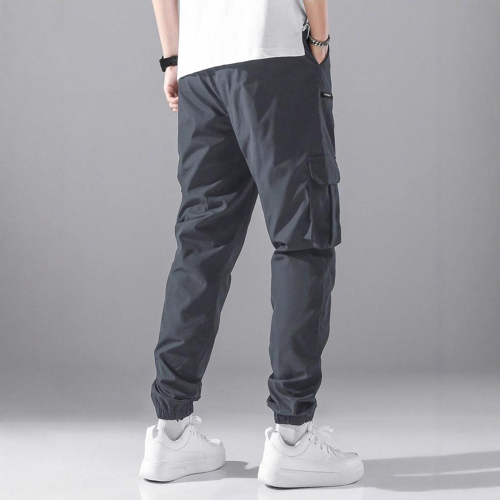 Autumn New Tied Tote Overalls Men's Trend Versatile Outdoor Multi-bag Pants Men's Summer Thin Casual Sweatpants