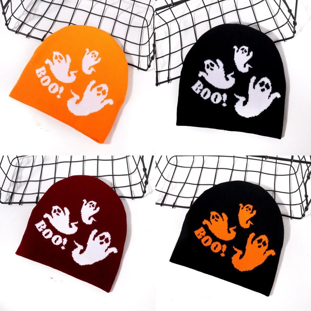 Pattern Ghost Festive Knitted Cap Halloween Fashion Hat Casual Breathable Gift