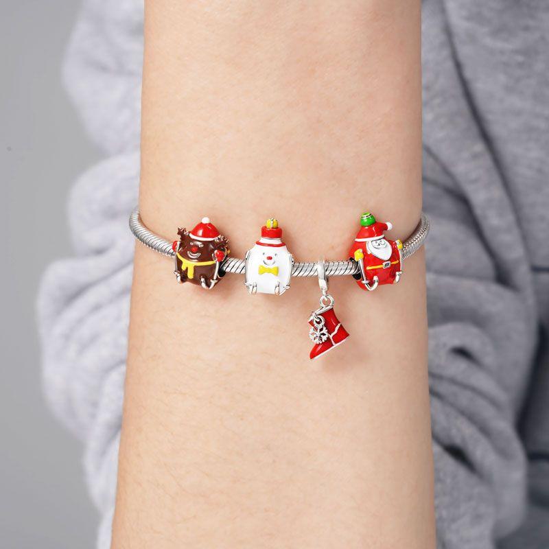 Copper Plating Christmas Series Elk Apple Christmas Tree Socks Charming Pendant Fit Original Charms Bracelet Women Jewelry Gift
