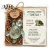 Emotional Support Animal Glass Gift, Cute Recycled Pocket Hug Turtle/Bird/Frog Gift Keepsake with Encouragement Card, Comfort for Friends, Coworkers,