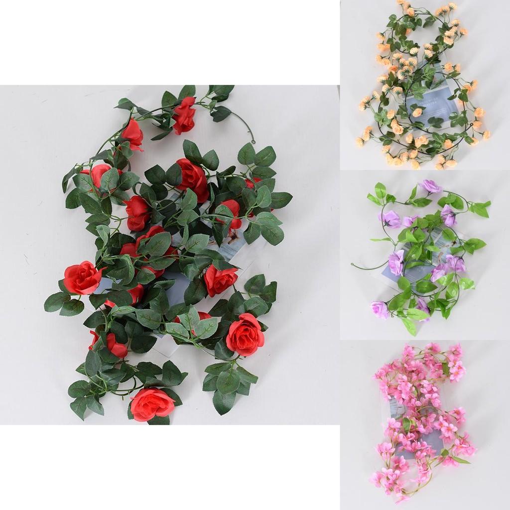 Faux Flower Vine With Rose And Cherry Blossom For Bridal Arch And Garden Decor