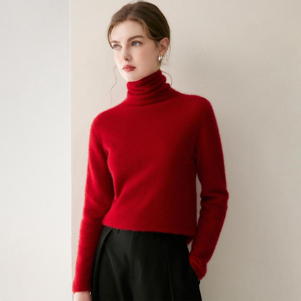 Women's Pure Cashmere High Neck Sweater - Autumn/Winter Commuter Style Pullover