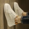 Golden Sapling Spring White Shoes Men Microfiber Leather Thick Soled Casual Sneakers Street Tide Flat Skateboard Shoes