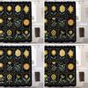 Golden Sunflower Tarot Card Style Shower Curtain Black Background Boho Art 72X72 Inches