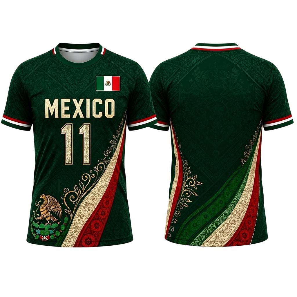 Men's Casual Printed Crew Neck Lightweight Breathable Short Sleeve T-Shirt Mexico Letter Design World Cup Style