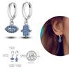 Silver Plated Women Hoop Earrings Fashion Pendientes Gift for Female Girl Sparkling Pave CZ U Heart Shape Star Moon Earring