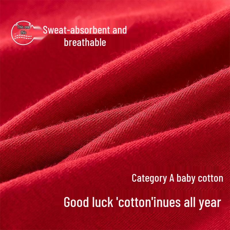 Boys' Pure Cotton Boxer Briefs - Year of the Rat Red Four-Corner Pants