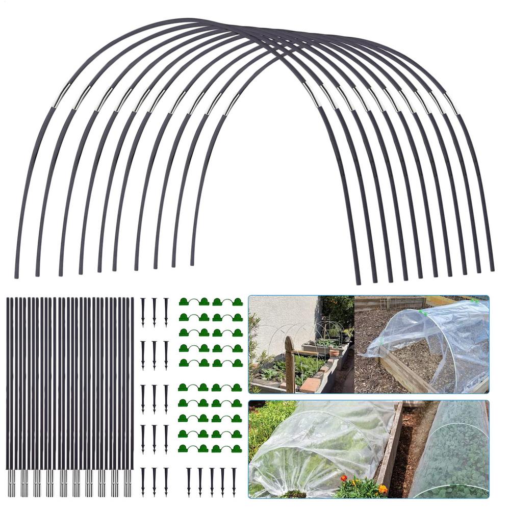 18/30Pcs Greenhouse Hoops Set Reusable Bendable Fibreglass Grow Set With Protective Net Garden Detachable Fiberglass Frame