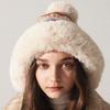 Winter fluffy plush ear protectors big head circumference knitted wool hat women
