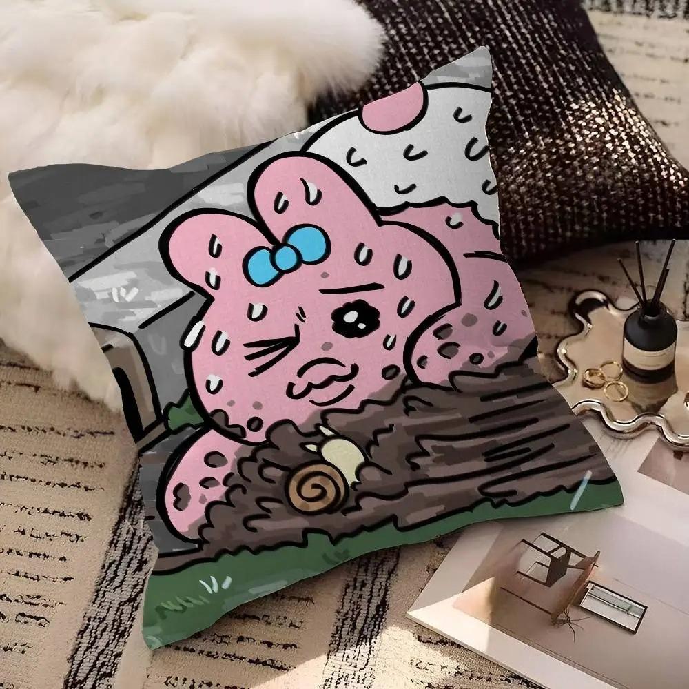 Cute Rabbit Print Pillow Cover, Durable & Machine Washable, Bedroom Decorative Cushion Cover