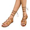 Sandals Women's 2025 Summer Straps Bohemian Lace-Up Flat Roman Shoes Vacation Shoes