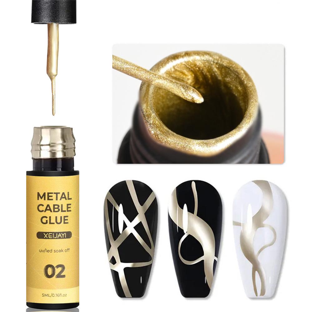 

5 мл Металлический золото и серебро гель для рисования линий для нейл-арта - Гель высокой плотности для УФ/LED-лампы 5ml