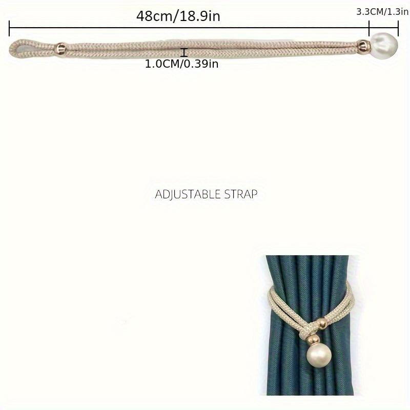 2pcs Elegant French Curtain Tiebacks - Lustrous Faux Pearl Accents, Adjustable Golden-Finish Rope Holdbacks - Binding Accessories for Home Decor