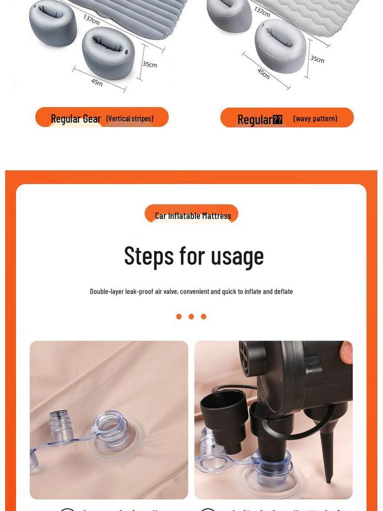 PVC Flocking Inflatable Car Mattress - Universal Travel Bed for Rear Seat