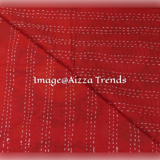 Aizza Trends Handmade Pure Cotton  Printed Kantha Quilt  - Traditional Look Bed Spread Kantha Gudri - Vintage Hand Stitch Gudri