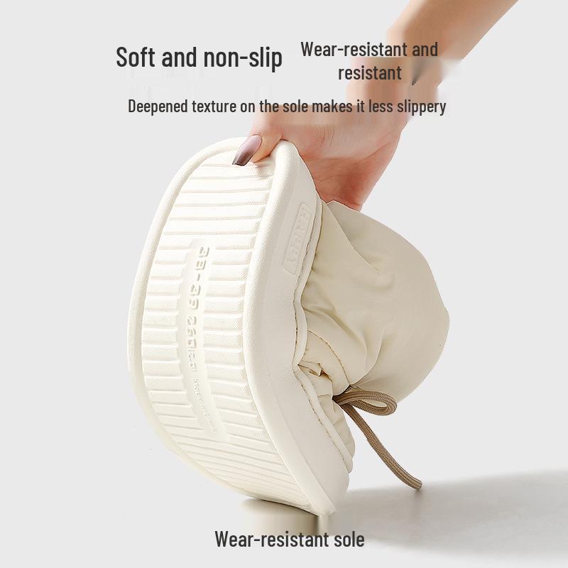 Women's and Men's High-Top Snow Boots: Non-Slip, Thick Sole, Warm Cotton Slippers with Down Cloth and Wrapped Heel.