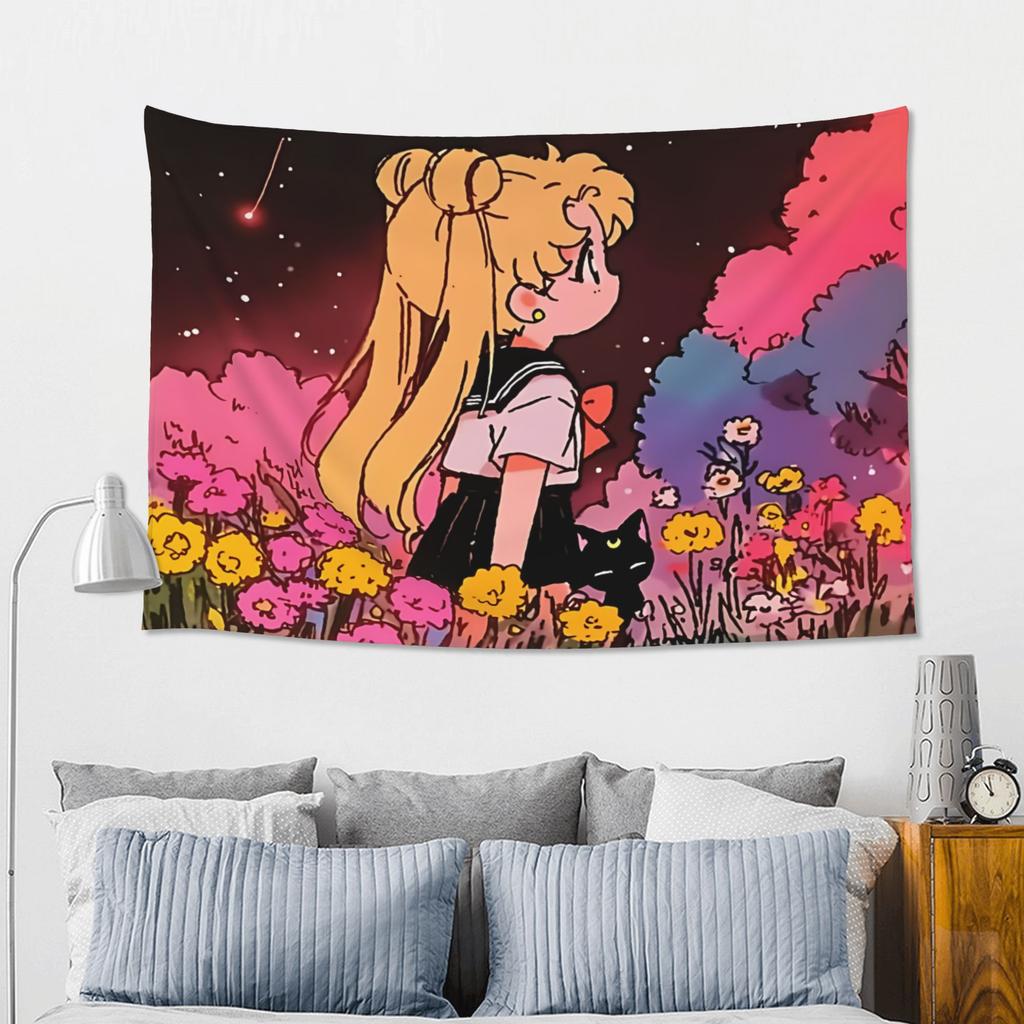 Sailor Moons Cutecore Tapestry Wall Hanging Blanket Tapestry Home Decor Items Wall Decorations