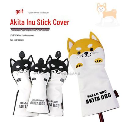 Akita Inu Golf Club Cover: Cartoon Animal PU Embroidery - Head Protection for 1/3/5/UT Clubs