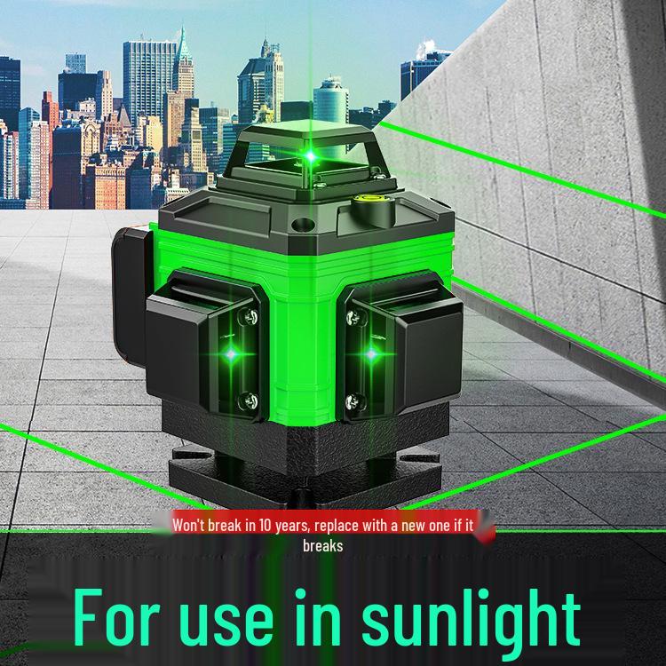 High-Precision Laser Level with 12-Line Green Infrared and Heavy-Duty Spirit Level
