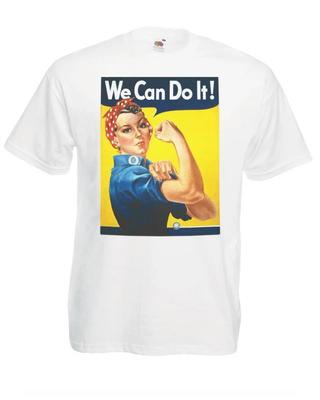 Mes Galime Tai Padaryti Mergaičių Jėga Amerikietiškas Antrojo Pasaulinio Karo Propagandinis Plakatas Unisex Balti 100% Medvilnės Marškinėliai Vyriški Marškinėliai Viršus