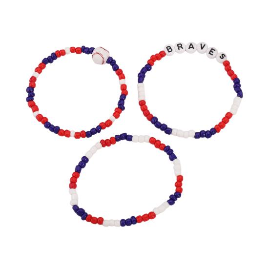 

3 шт./компл. женские регулируемые контрастные цвета на День независимости, гладкие бусины, бейсбольный кулон с буквенным принтом