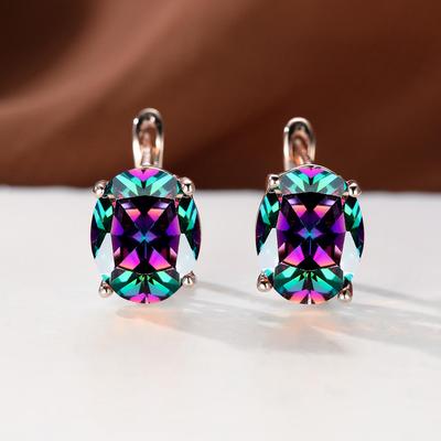 Vintage-Ohrstecker mit ovalem Schliff, roségoldene Farbe, Creolen für Frauen, Braut, Hochzeit, Verlobung, Schmuck, Geschenke