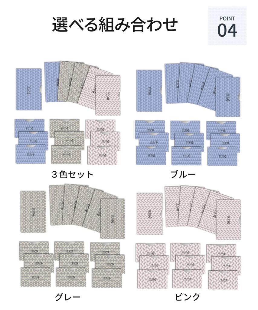 Loe RFID Card Magnetic Credit My Number Card Bankbook Size Set of 3 [LOE] [Japan Design] Case, Anti-Skimming, Card, & (Nordic Pattern, Colors)