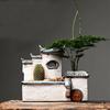 Chinees Antiek Huis Retro Gebouw Keramische Bloempot Decoratie Tuin Bonsai Beeldjes Miniatures Huis Ornamenten Gratis Verzending